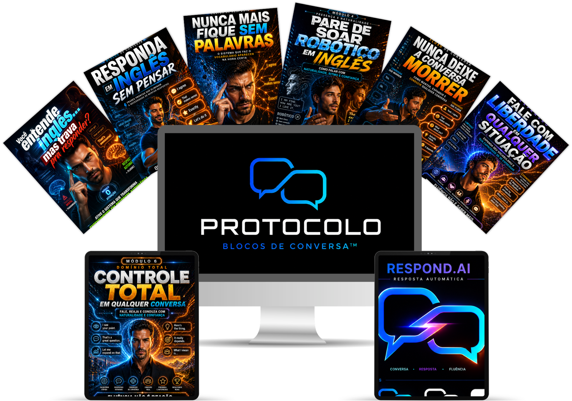 Mockup do Protocolo Blocos de Conversa com todos os módulos e o RESPOND.AI